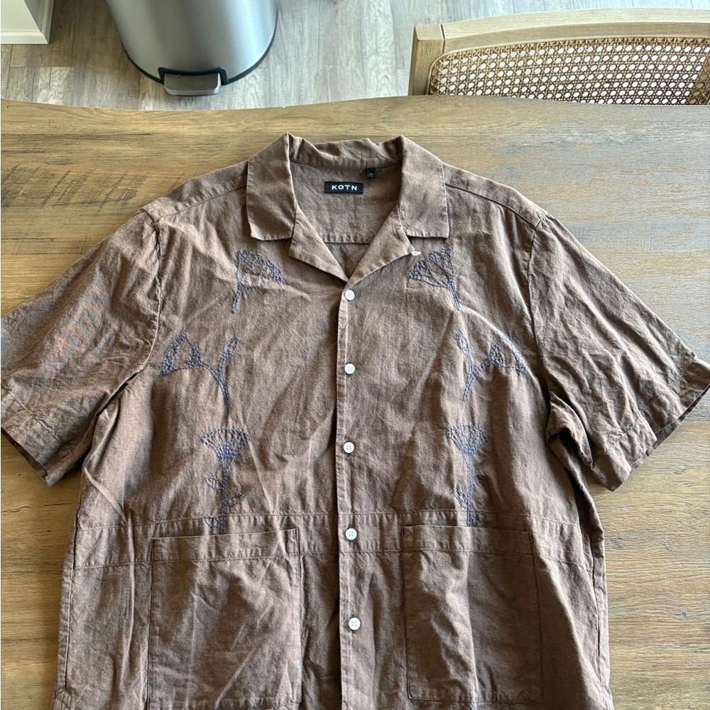 KOTN Brown Shirt with Blue Accents